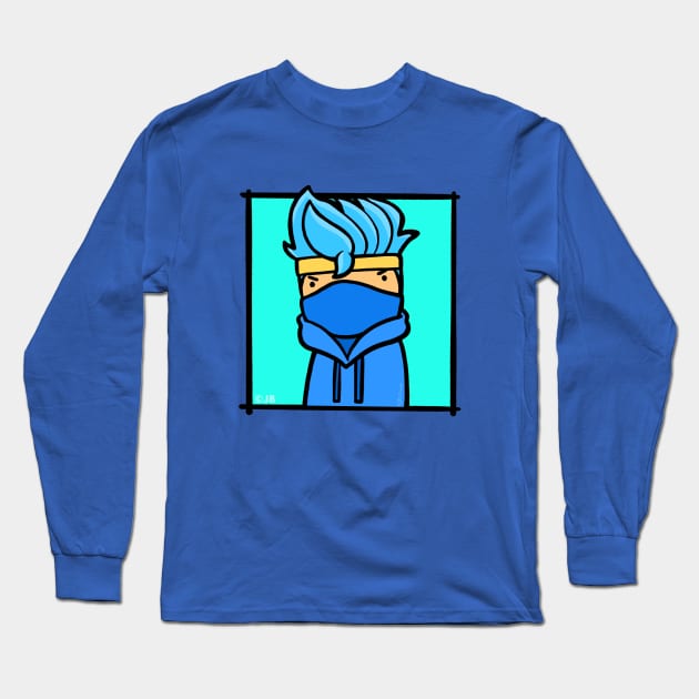 Blue Ninja Long Sleeve T-Shirt by Sketchy